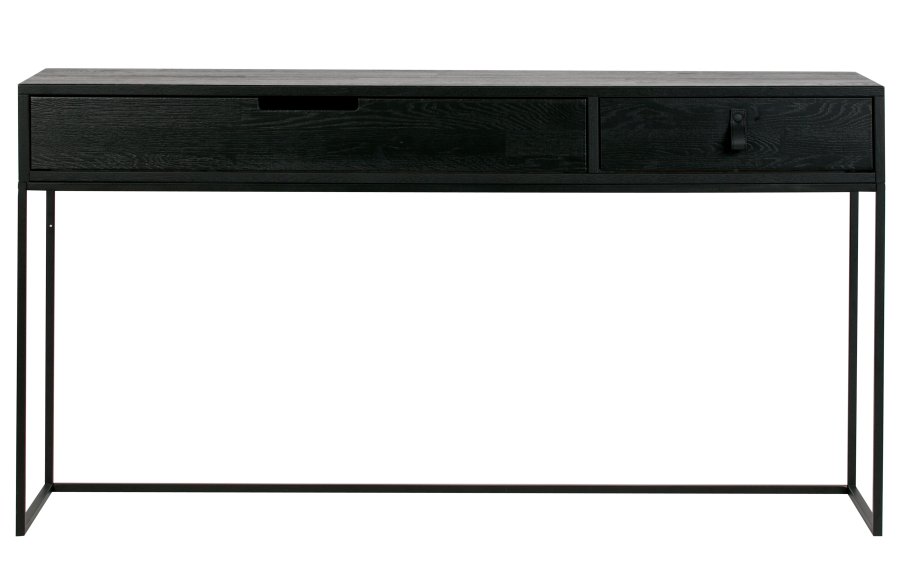 WOOOD EXCLUSIVE Silas sidebord, m. 2 skuffer - sort Blacknight brstet asketr og metal (140x40)