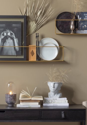 WOOOD EXCLUSIVE Silas sidebord, m. 2 skuffer - sort Blacknight brstet asketr og metal (140x40)