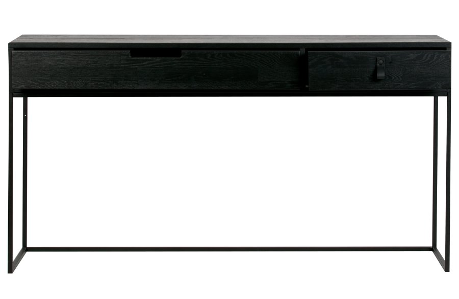 WOOOD EXCLUSIVE Silas sidebord, m. 2 skuffer - sort Blacknight brstet asketr og metal (140x40)