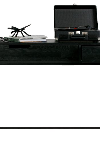 WOOOD EXCLUSIVE Silas sidebord, m. 2 skuffer - sort Blacknight brstet asketr og metal (140x40)