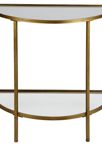 BEPUREHOME Collection sidebord, m. 1 hylde - glas og antik messing jern (38x76)