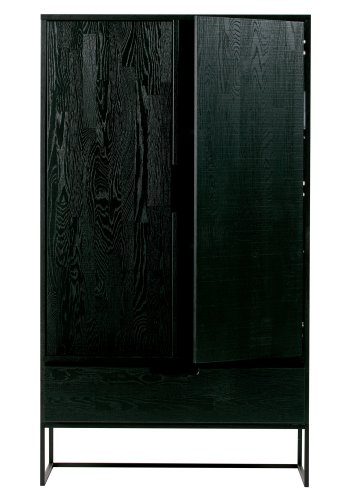 WOOOD EXCLUSIVE Silas garderobeskab, 2 lger, 4 hylder, 1 skuffe - sort Blacknight brstet asketr