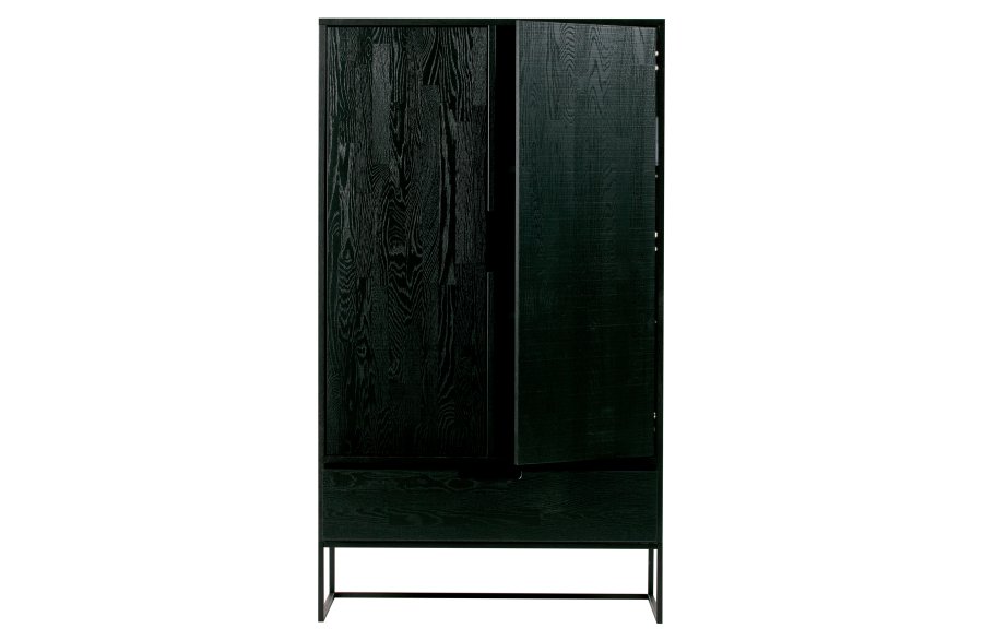 WOOOD EXCLUSIVE Silas garderobeskab, 2 lger, 4 hylder, 1 skuffe - sort Blacknight brstet asketr