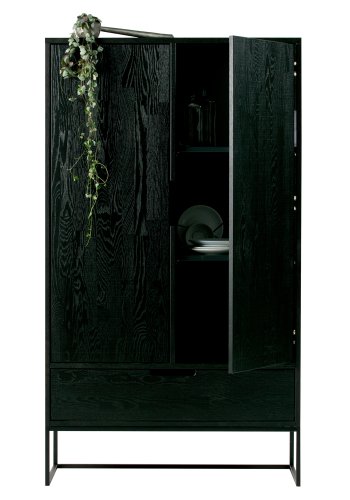 WOOOD EXCLUSIVE Silas garderobeskab, 2 lger, 4 hylder, 1 skuffe - sort Blacknight brstet asketr
