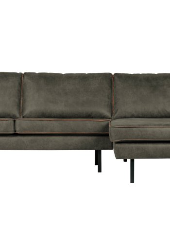BEPUREHOME Rodeo sofa, m. hjre chaiselong - army grn stof