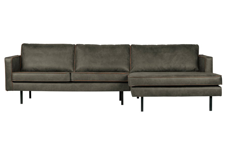 BEPUREHOME Rodeo sofa, m. hjre chaiselong - army grn stof