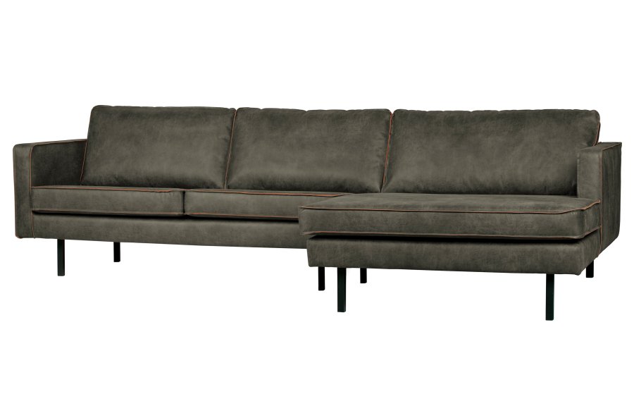 BEPUREHOME Rodeo sofa, m. hjre chaiselong - army grn stof