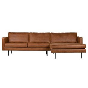 BEPUREHOME Rodeo sofa, m. hjre chaiselong - cognac stof
