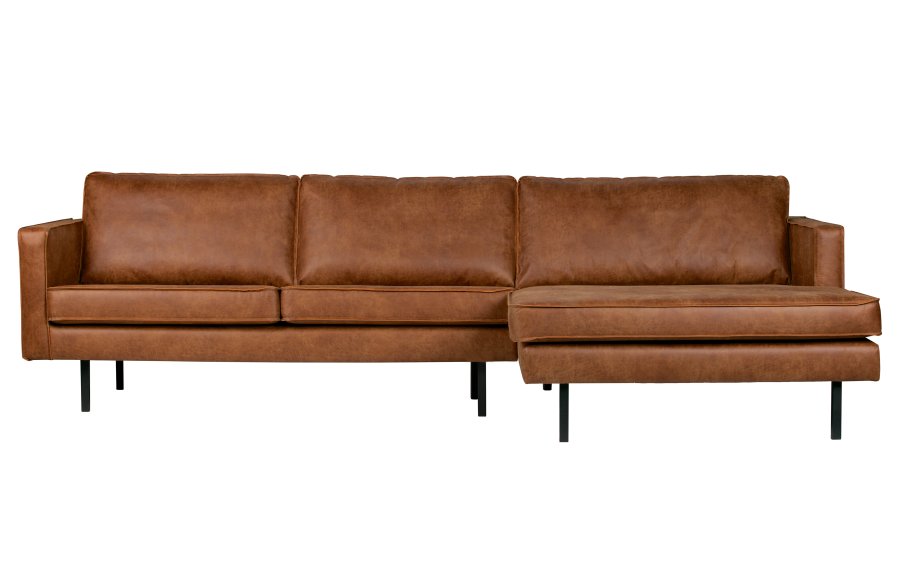BEPUREHOME Rodeo sofa, m. hjre chaiselong - cognac stof
