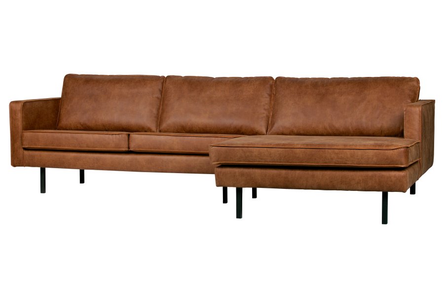 BEPUREHOME Rodeo sofa, m. hjre chaiselong - cognac stof