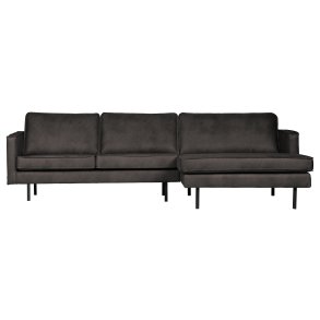 BEPUREHOME Rodeo sofa, m. hjre chaiselong - sort stof