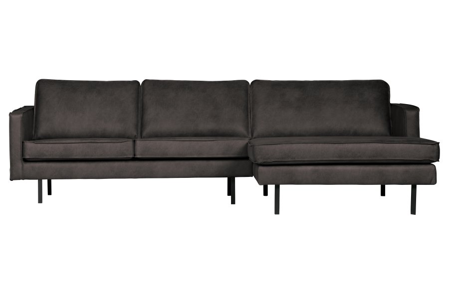 BEPUREHOME Rodeo sofa, m. hjre chaiselong - sort stof