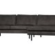 BEPUREHOME Rodeo sofa, m. hjre chaiselong - sort stof