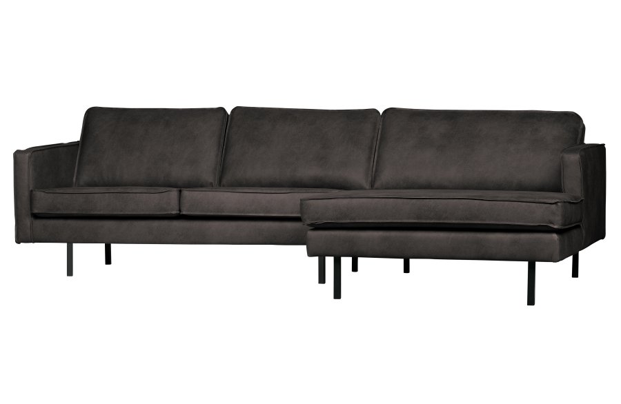 BEPUREHOME Rodeo sofa, m. hjre chaiselong - sort stof