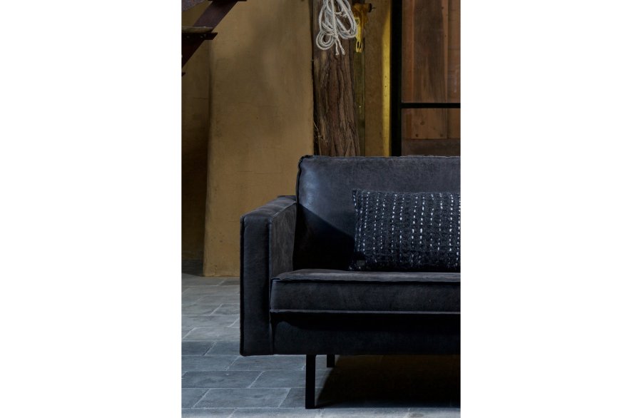 BEPUREHOME Rodeo sofa, m. hjre chaiselong - sort stof