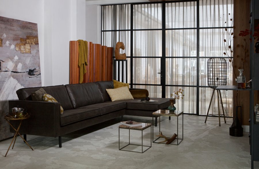 BEPUREHOME Rodeo sofa, m. hjre chaiselong - sort stof
