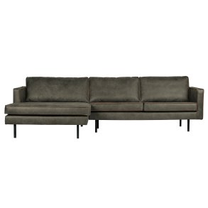 BEPUREHOME Rodeo sofa, m. venstre chaiselong - army grn stof