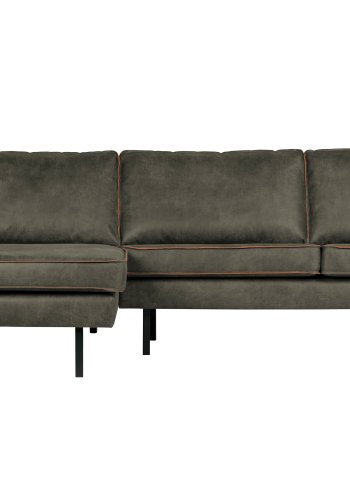 BEPUREHOME Rodeo sofa, m. venstre chaiselong - army grn stof