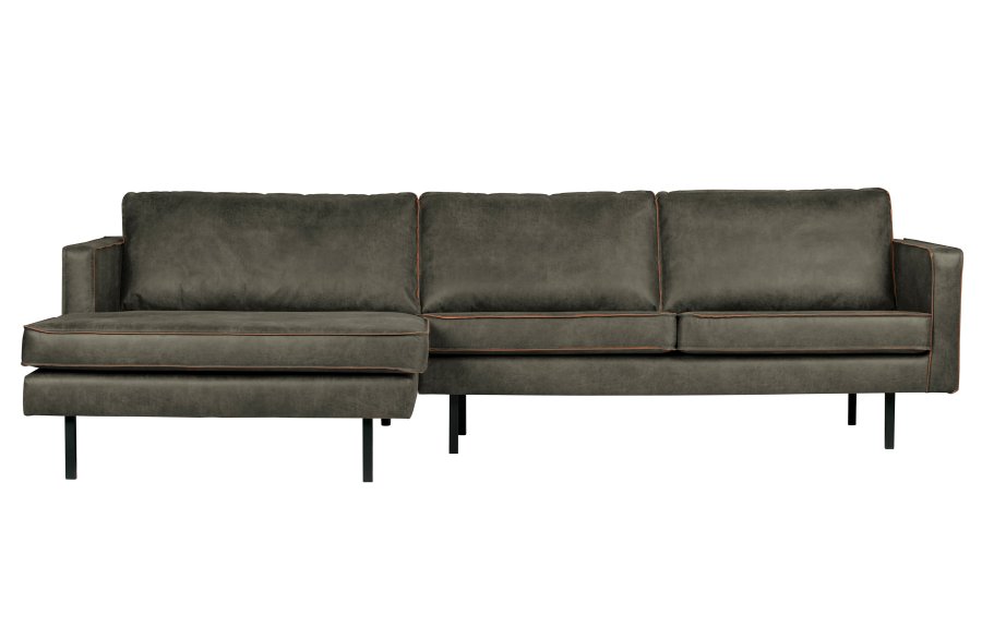 BEPUREHOME Rodeo sofa, m. venstre chaiselong - army grn stof