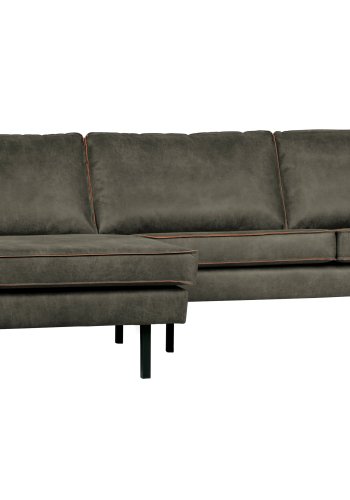 BEPUREHOME Rodeo sofa, m. venstre chaiselong - army grn stof
