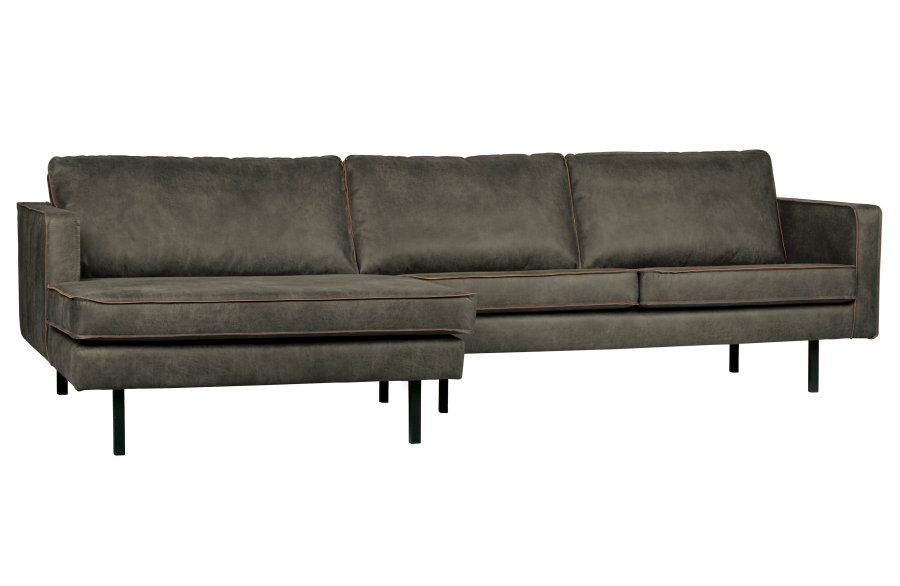 BEPUREHOME Rodeo sofa, m. venstre chaiselong - army grn stof