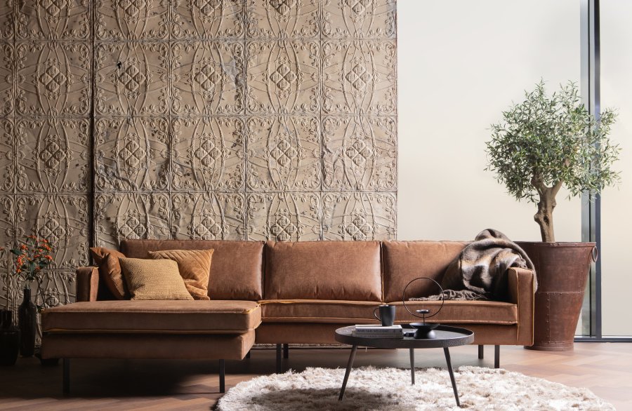 BEPUREHOME Rodeo sofa, m. venstre chaiselong - cognac stof