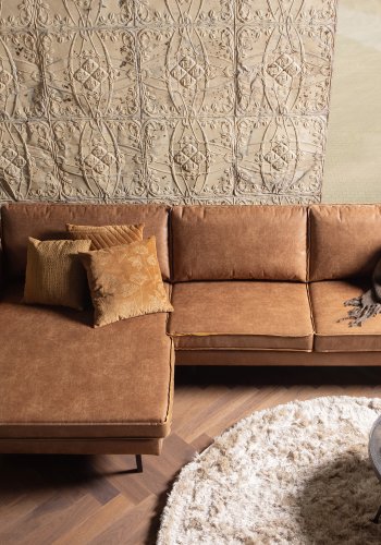 BEPUREHOME Rodeo sofa, m. venstre chaiselong - cognac stof