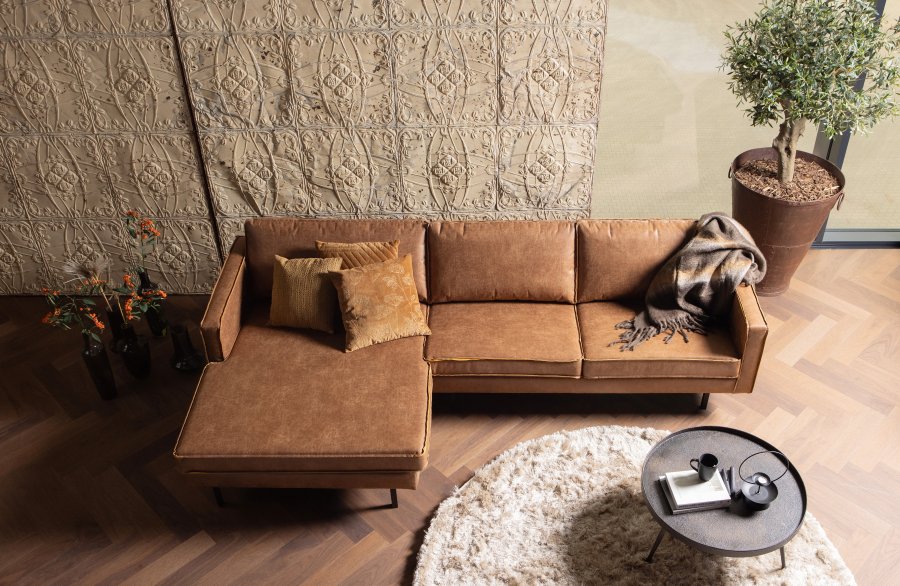 BEPUREHOME Rodeo sofa, m. venstre chaiselong - cognac stof