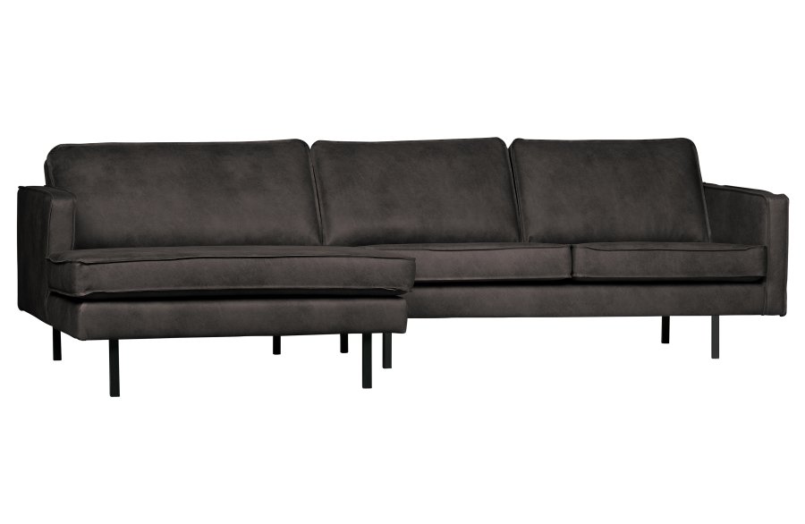 BEPUREHOME Rodeo sofa, m. venstre chaiselong - sort stof