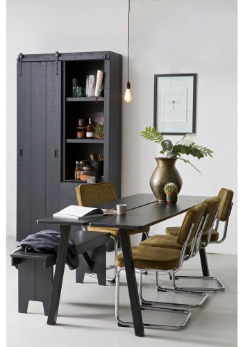 VTWONEN Slide Barn skab, m. 1 skydelge, 4 skuffer og 4 hylder - sort fyrretr