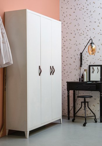 WOOOD Romy make-up bord, m. foldespejl, sm rum og 2 skuffer - sort fyrretr og MDF (75x38)