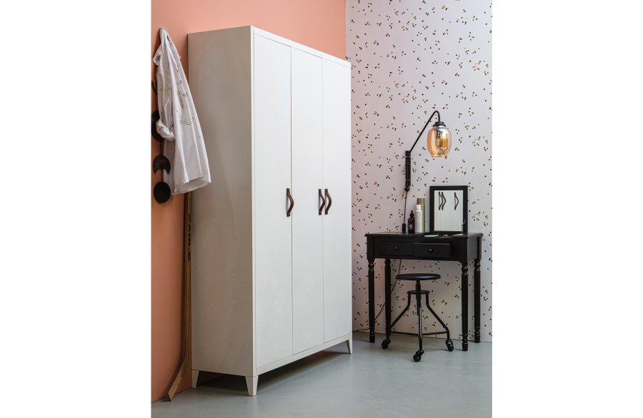 WOOOD Romy make-up bord, m. foldespejl, sm rum og 2 skuffer - sort fyrretr og MDF (75x38)