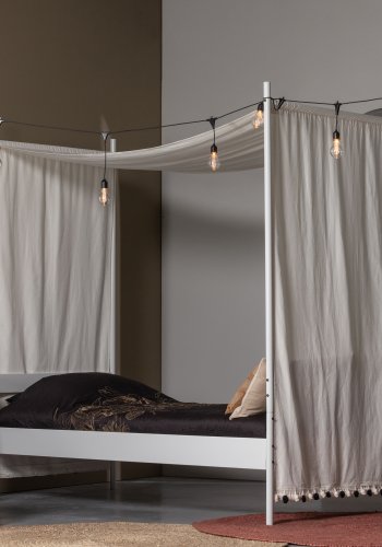 WOOOD Sara hj puf, rund - gammel rosa polyester fljl (46)