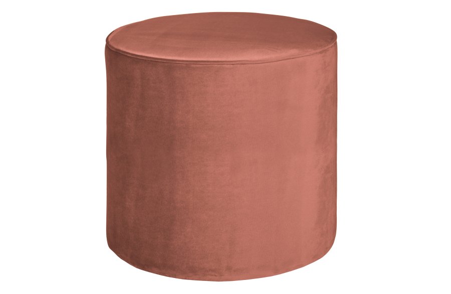 WOOOD Sara hj puf, rund - gammel rosa polyester fljl (46)