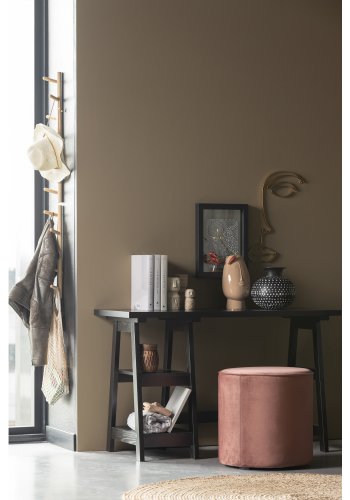 WOOOD Sara hj puf, rund - gammel rosa polyester fljl (46)