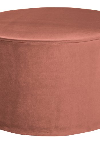 WOOOD Sara lav puf, rund - gammel rosa polyester fljl (60)