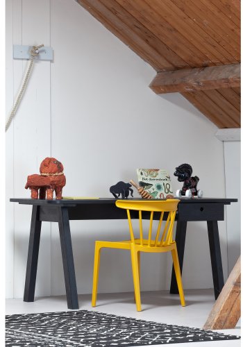 WOOOD Bliss spisebordsstol, stabelbar - okker plastik