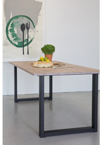 WOOOD Tablo Maastricht-bordben med U-form til spisebord - matsort metal