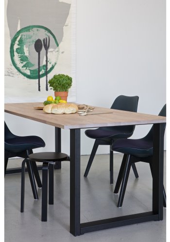 WOOOD Tablo Maastricht-bordben med U-form til spisebord - matsort metal