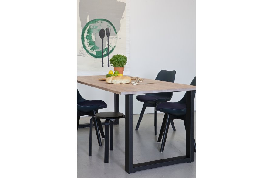 WOOOD Tablo Maastricht-bordben med U-form til spisebord - matsort metal