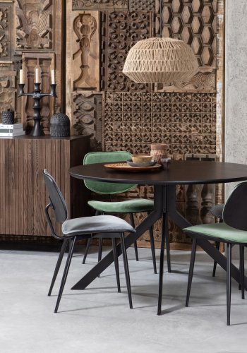 WOOOD EXCLUSIVE Bruno spisebord, rund - sort MDF og stl (120)