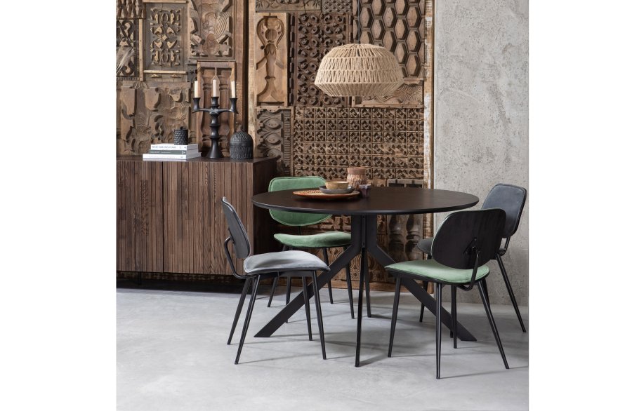 WOOOD EXCLUSIVE Bruno spisebord, rund - sort MDF og stl (120)