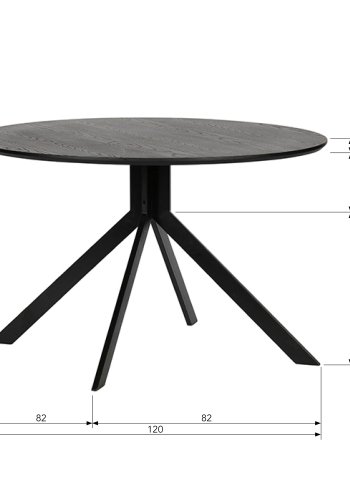 WOOOD EXCLUSIVE Bruno spisebord, rund - sort MDF og stl (120)