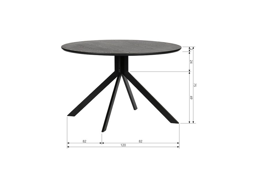 WOOOD EXCLUSIVE Bruno spisebord, rund - sort MDF og stl (120)