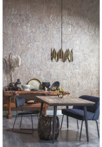 BEPUREHOME Collection spisebord, rektangulr - natur genbrugt elmetr og rustsort jern (180x90)