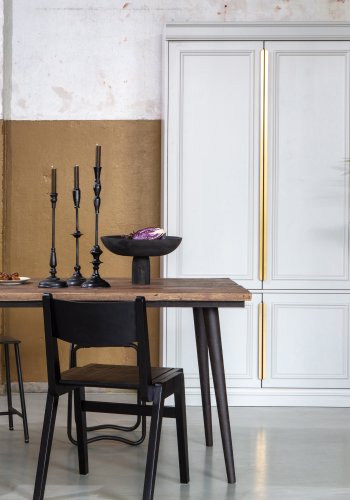 BEPUREHOME Collection spisebord, rektangulr - natur genbrugt elmetr og rustsort jern (180x90)