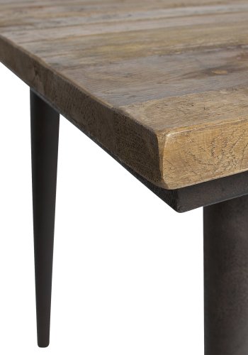 BEPUREHOME Collection spisebord, rektangulr - natur genbrugt elmetr og rustsort jern (180x90)