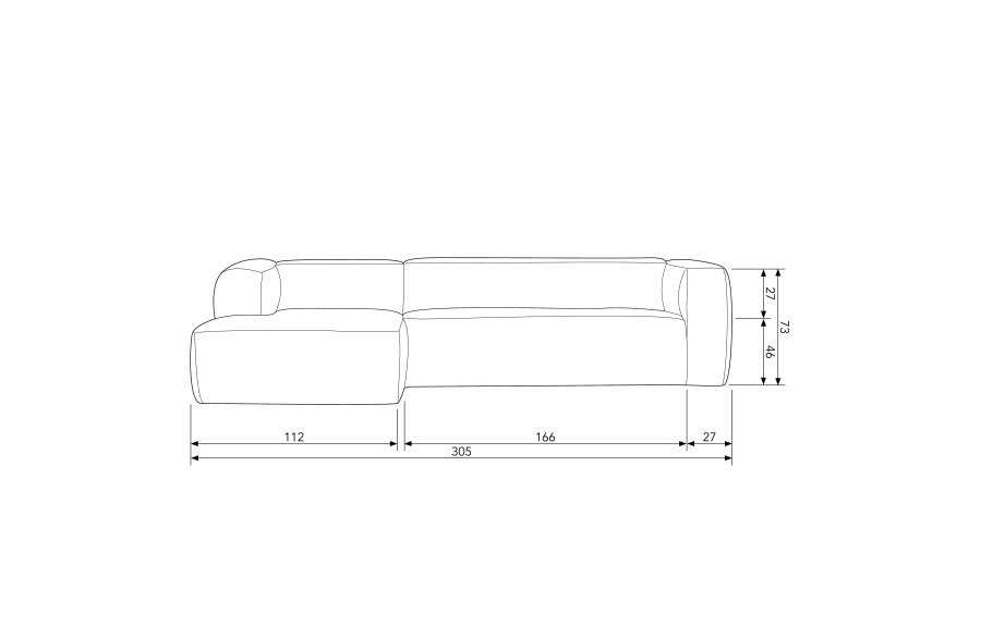WOOOD Bean hjrnesofa, venstre - army grn lderfiber/polyester