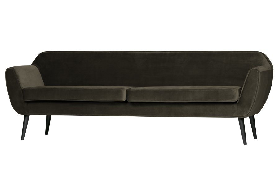 WOOOD Rocco XL sofa - varm grn polyester og sort birketr