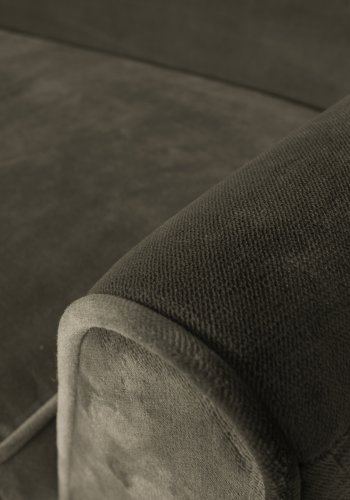 WOOOD Rocco XL sofa - varm grn polyester og sort birketr